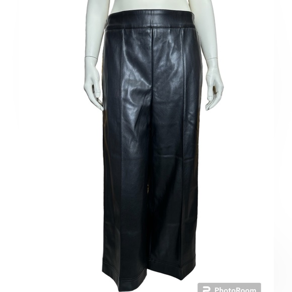 Soft Surroundings NWT Rivka Black Faux Leather Pants Large - Picture 8 of 13
